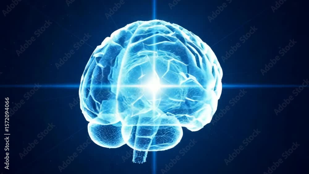 Poster a digital brain glows, symbolizing artificial intelligence, neural networks, and the future of cogni