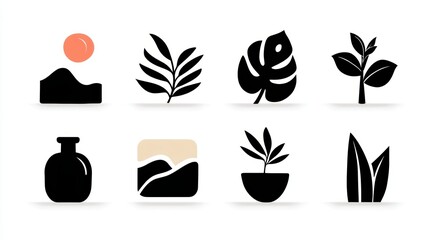 Extensive set of plant icons for design projects, nature, growth, and greenery