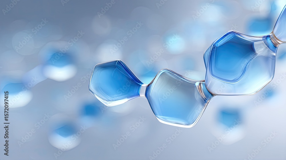 Aufkleber abstract blue hexagonal network digital rendering