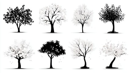 silhouettes of trees, a dramatic landscape for natureinspired designs silhouetted