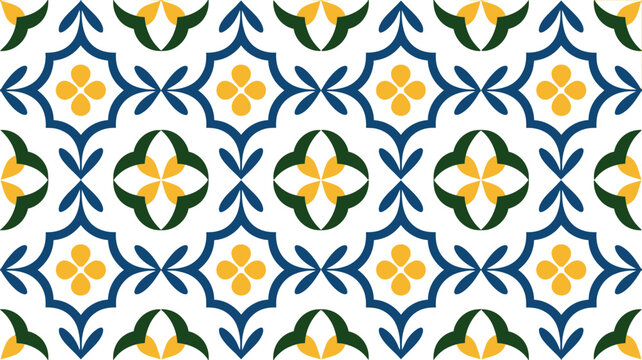 Seamless mediterranean tile pattern vector design for kitchen bathroom wall floor decor background