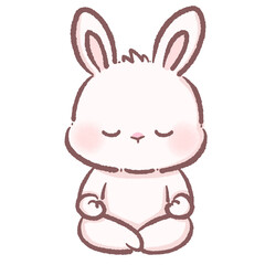 Adorable Cartoon Bunny Meditating in Lotus Pose Calm and Peaceful Kawaii Rabbit Illustration for Mindfulness Yoga Wellness Relaxation Spiritual and Zen Themes Perfect for Cute Designs and Concepts