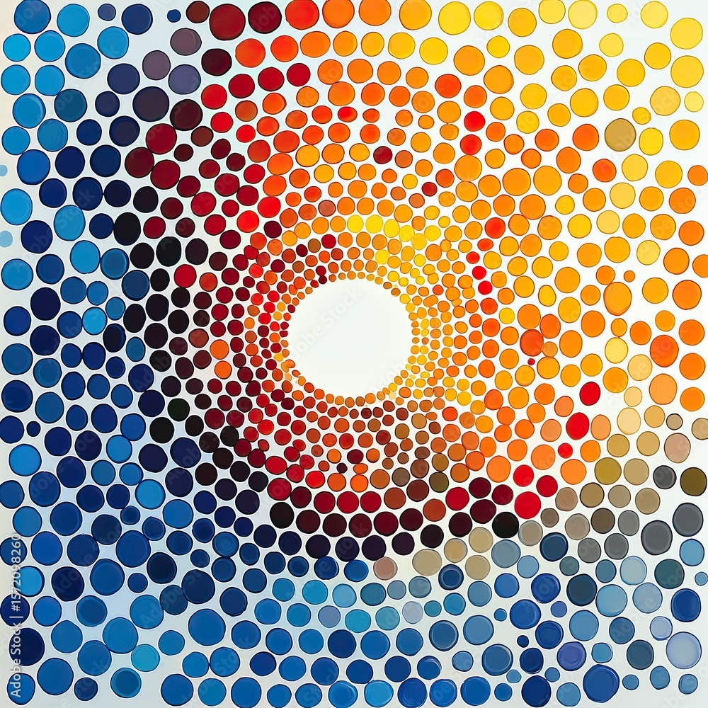 Poster abstract colorful spiral dot pattern grid visualization
