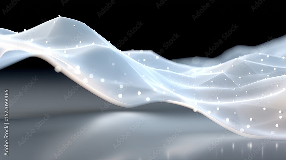 Poster abstract data mesh flow: futuristic polygon network
