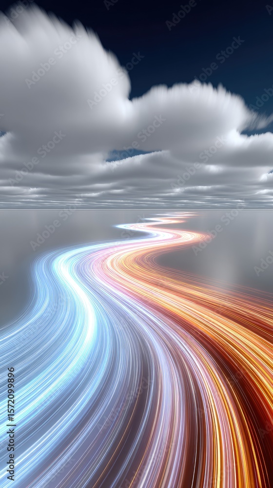 Poster abstract data stream flowing through digital cloud server