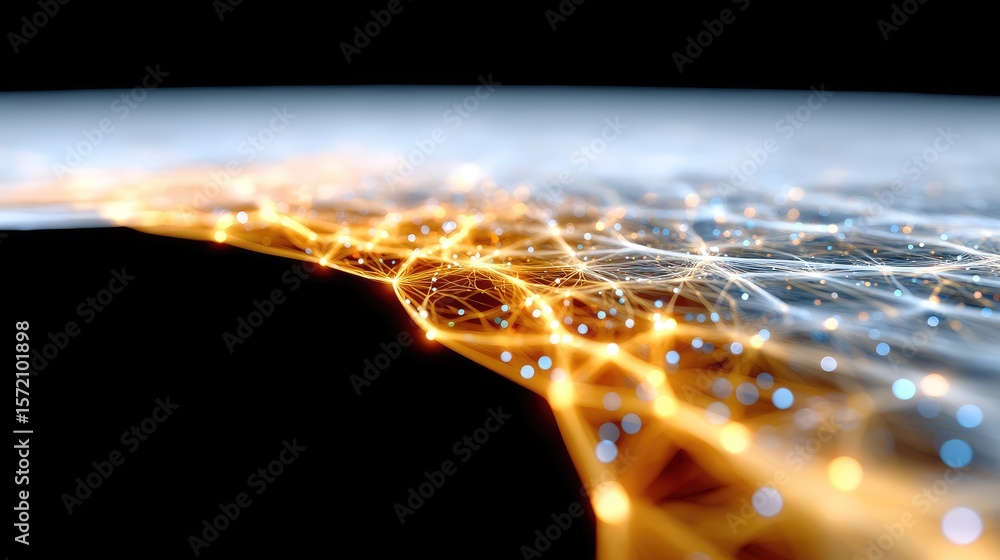 Poster abstract digital network with glowing points and lines