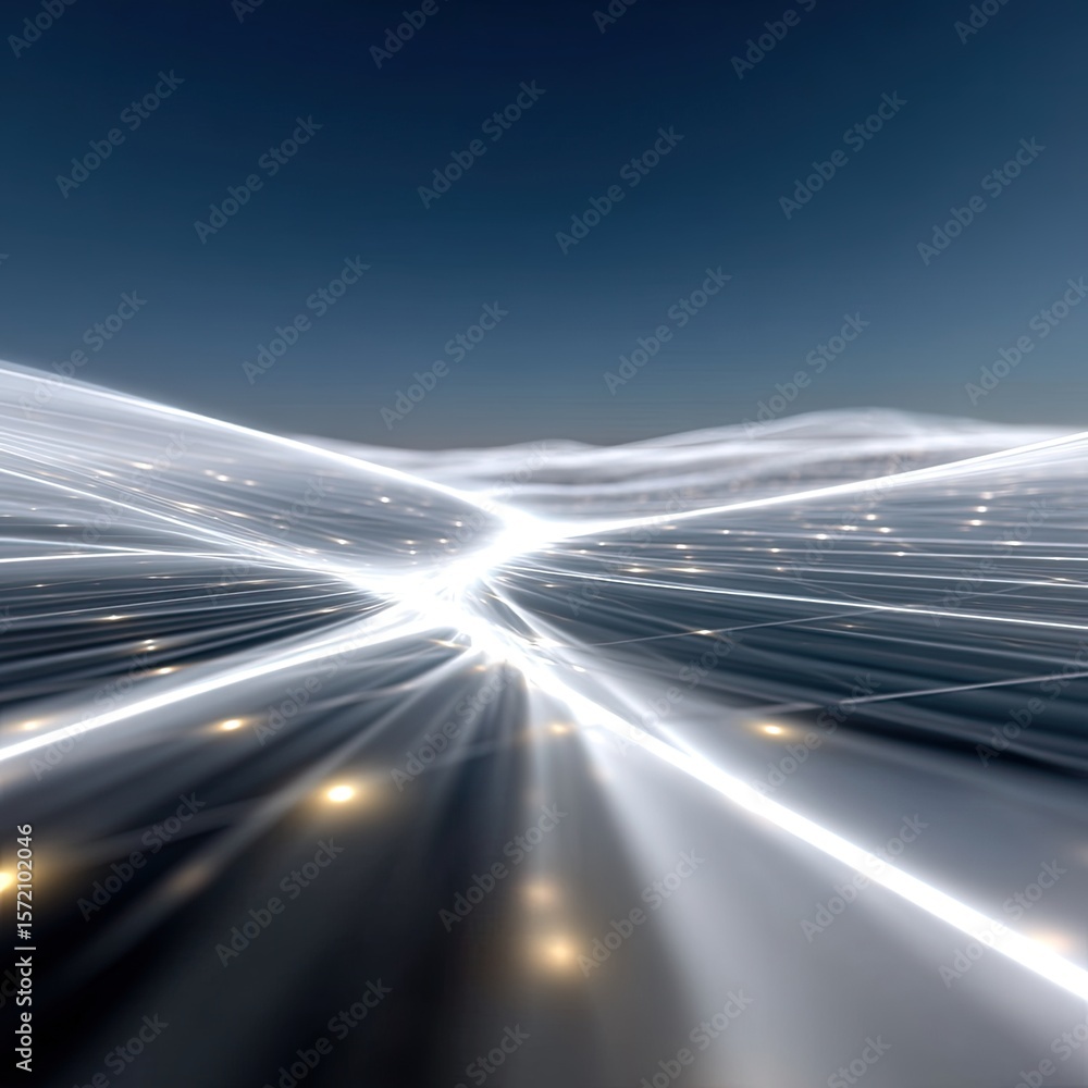 Aufkleber abstract digital signal light web hovering in polygon mesh