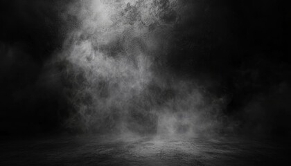 Dark grey rough wall texture background with faint smoke, spooky Halloween concept.