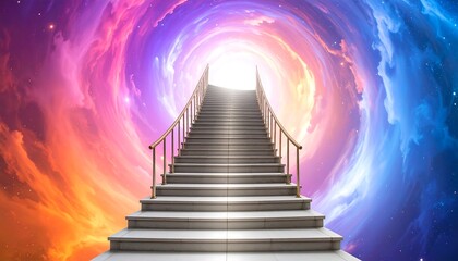 Stairway to heaven, ethereal, colorful clouds