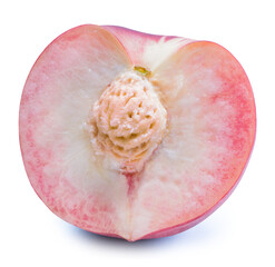 Hakuho pink Peach on white background, Peach premium fruit isolate on white with clipping path.