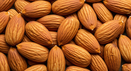 Fototapeta premium Raw Almonds in Close-up on Transparent Background Fresh Natural Nut Snack