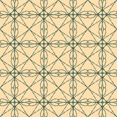 Fototapeta premium Seamless Geometric Abstract Pattern with Green Lines on Beige Background