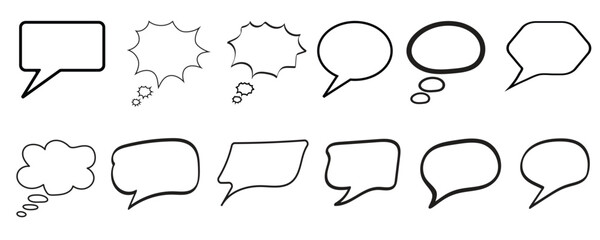 Speech Bubbles Vector Illustration Set for Comics and Dialogue, Communication Elements