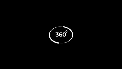 360 degree rotate view icon animation.360 degree view icon animation, Icon 360° animation with optional lama matte. Angle 360 degree. Virtual reality. Panorama. Transparent background.
