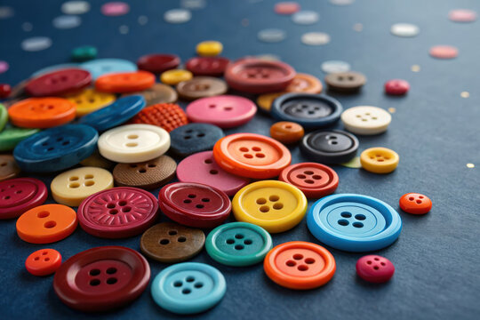 Colorful collection of assorted sewing buttons