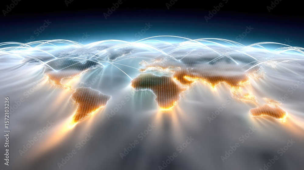 Poster abstract global network map with digital connections