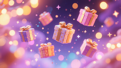 Exquisite gift boxes in the soft glow of lights