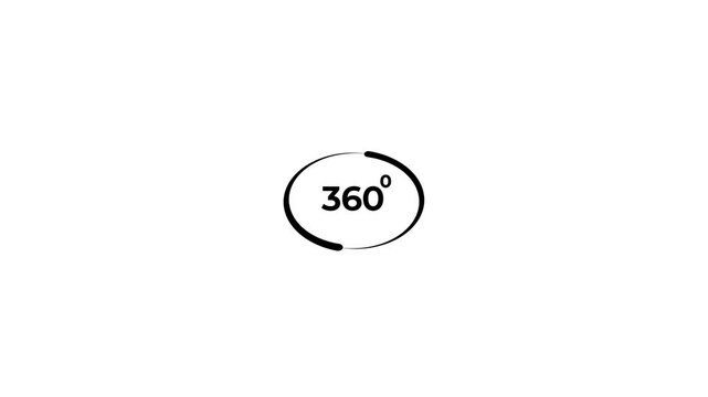 360 degree rotate view icon animation.360 degree view icon animation, Icon 360&deg; animation with optional lama matte. Angle 360 degree. Virtual reality. Panorama. Transparent background.