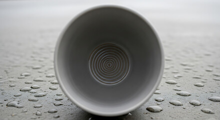 Zen and Rain: A Serene Cup on Wet Concrete