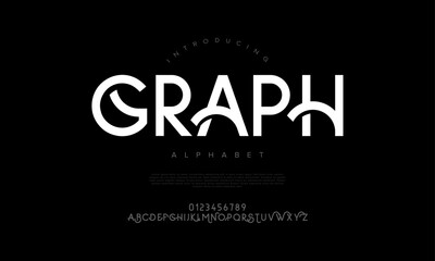 Naklejka premium Sleek futuristic font with stylish curves and edges great for digital, branding, and editorial design