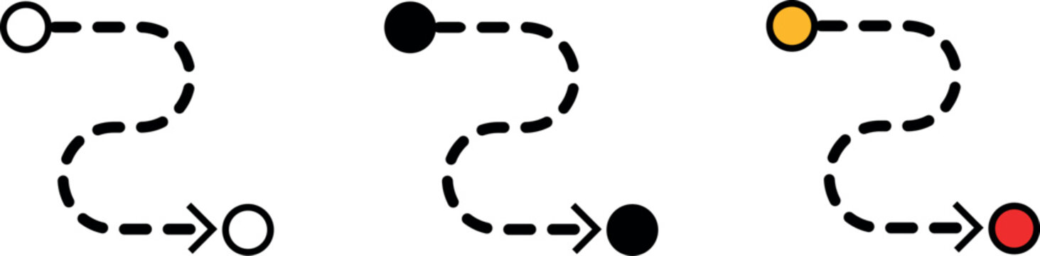 Route Start & Finish Icon Set - Varied Style Waypoint Markers for Maps, Apps & Navigation