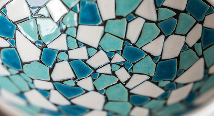 Abstract Mosaic: Turquoise, White, and Black Tesselated Design