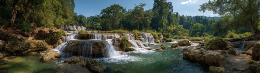 Obraz premium Stunning waterfall adventure nature park hdr 360 degrees hdri