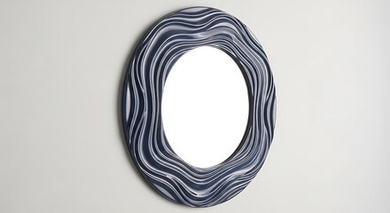 Stylish Navy Blue Wavy Frame Oval Mirror