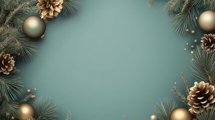 Christmas background with empty place in the center for text, in green soft background