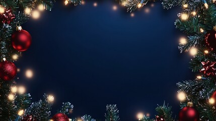 Christmas boarder, with garland, holiday lights, and ornaments