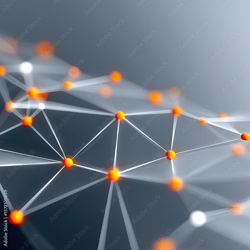 Aufkleber abstract network structure with orange and white nodes