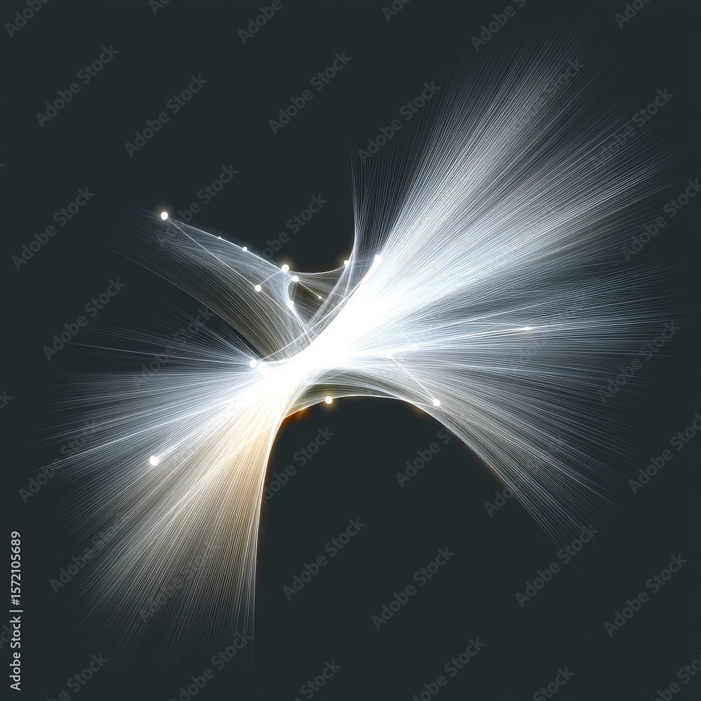 Aufkleber abstract neural network visualization: white lines and light on dark background