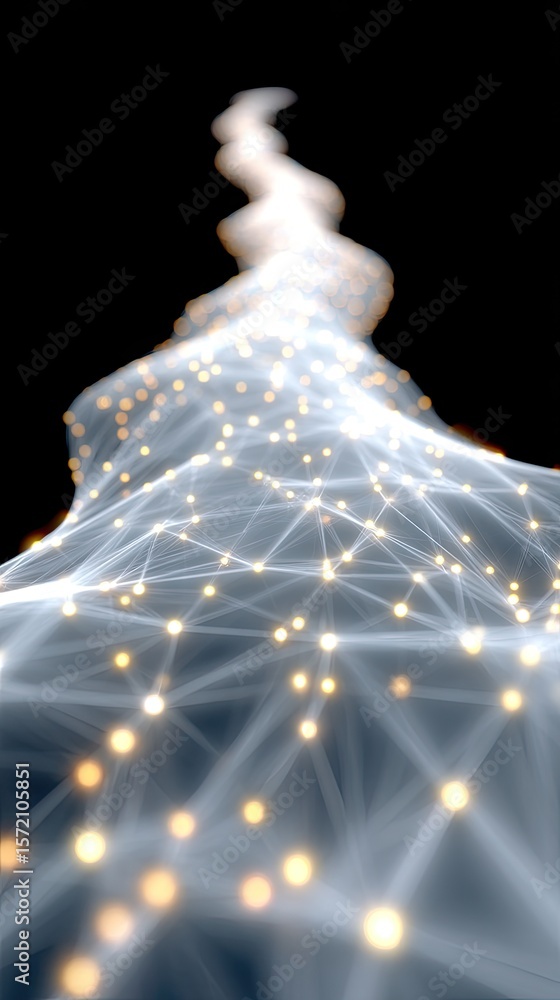 Aufkleber abstract particle network wave in light path