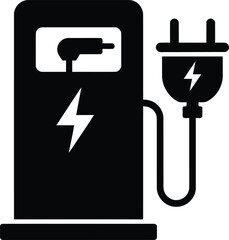 Electric Vehicle Charging Station Icon Sustainable Energy Solution