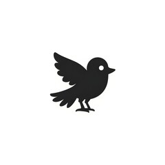 Obraz premium Minimalist Sparrow Bird Icon in Black Silhouette | Vector Symbol Design