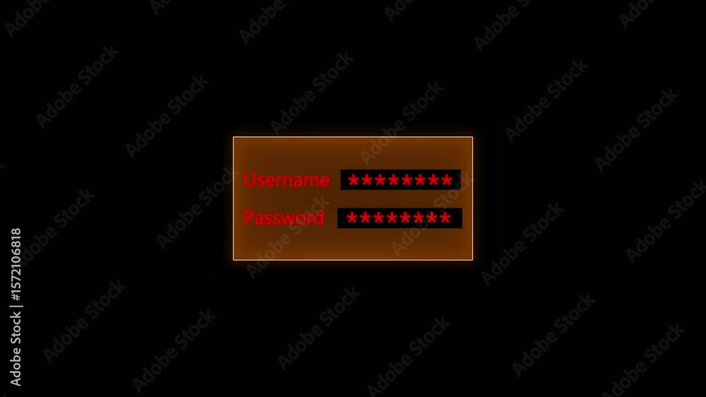 Fototapete animation process of entering computer username and password with access denied screen. loopable ani