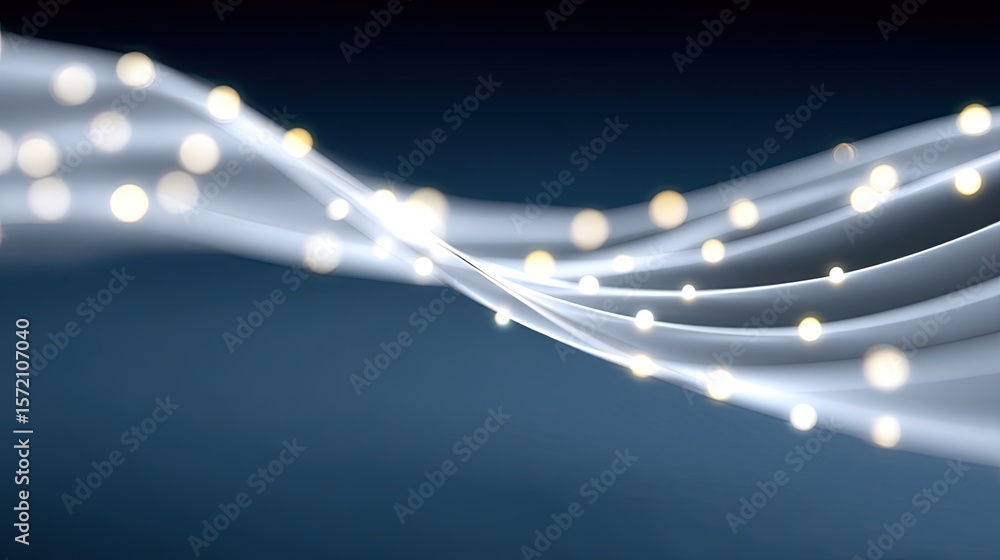Poster abstract wave of luminous dots and lines