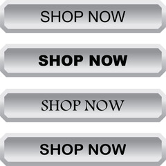 Shop now. Modern collection for web site. Online shopping. Click here, apply, buttons hand pointer clicking. Web design elements. Vector illustration