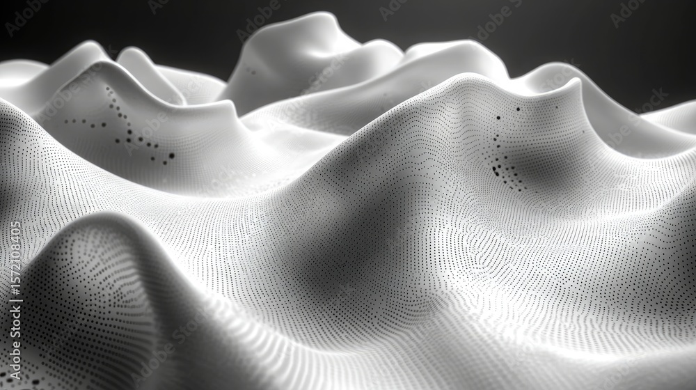 Poster abstract white wave mesh with dot grid pattern