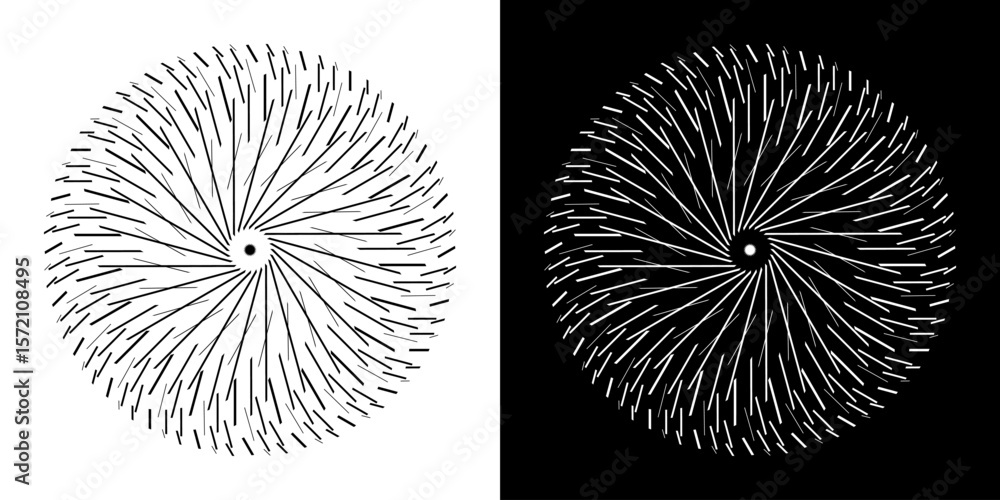 Fototapete abstract background with line pattern forming circle. spiral art design as logo or icon. black lines