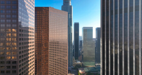 Los Angeles city. LA downtown aerial view. Los Angeles skyline. LA landscape. Los Angeles from a...