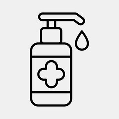Icon hand sanitizer. Medical elements. Icon in line style.