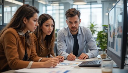 Teamwork Makes the Dream Work: Three Business Professionals Collaborate on a Project