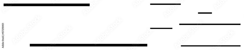 Poster horizontally arranged black lines of varying lengths create a minimalist pattern. ideal for graphic 