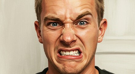 A man with an intensely disgusted or angry expression, grimacing and showing teeth.

