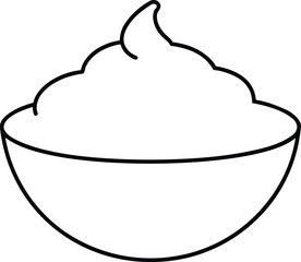 Creamy mashed potatoes in a bowl line art vector illustration