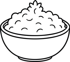 Mashed potatoes bowl line art vector illustration