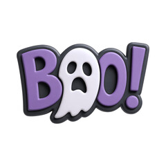 Spooky ghost icon with playful text, perfect for Halloween decorations