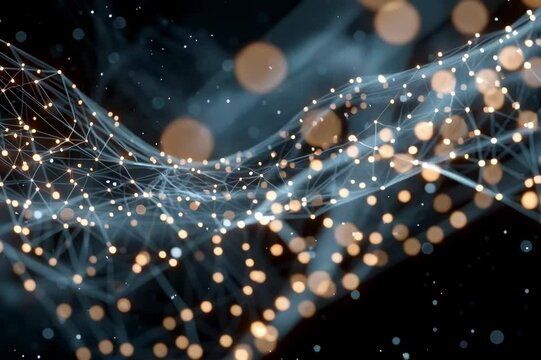 Abstract network connection structure digital technology background with dots and lines