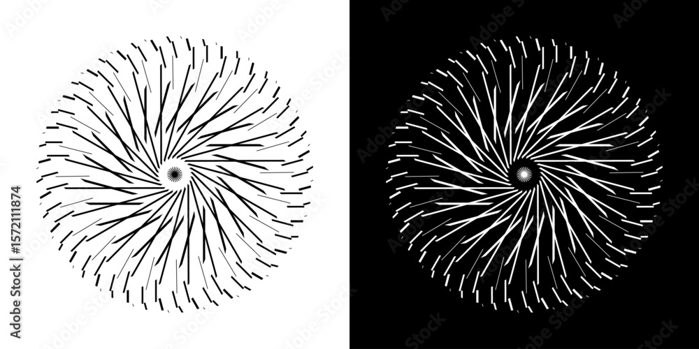 Fototapete abstract background with line pattern forming circle. spiral art design as logo or icon. black lines